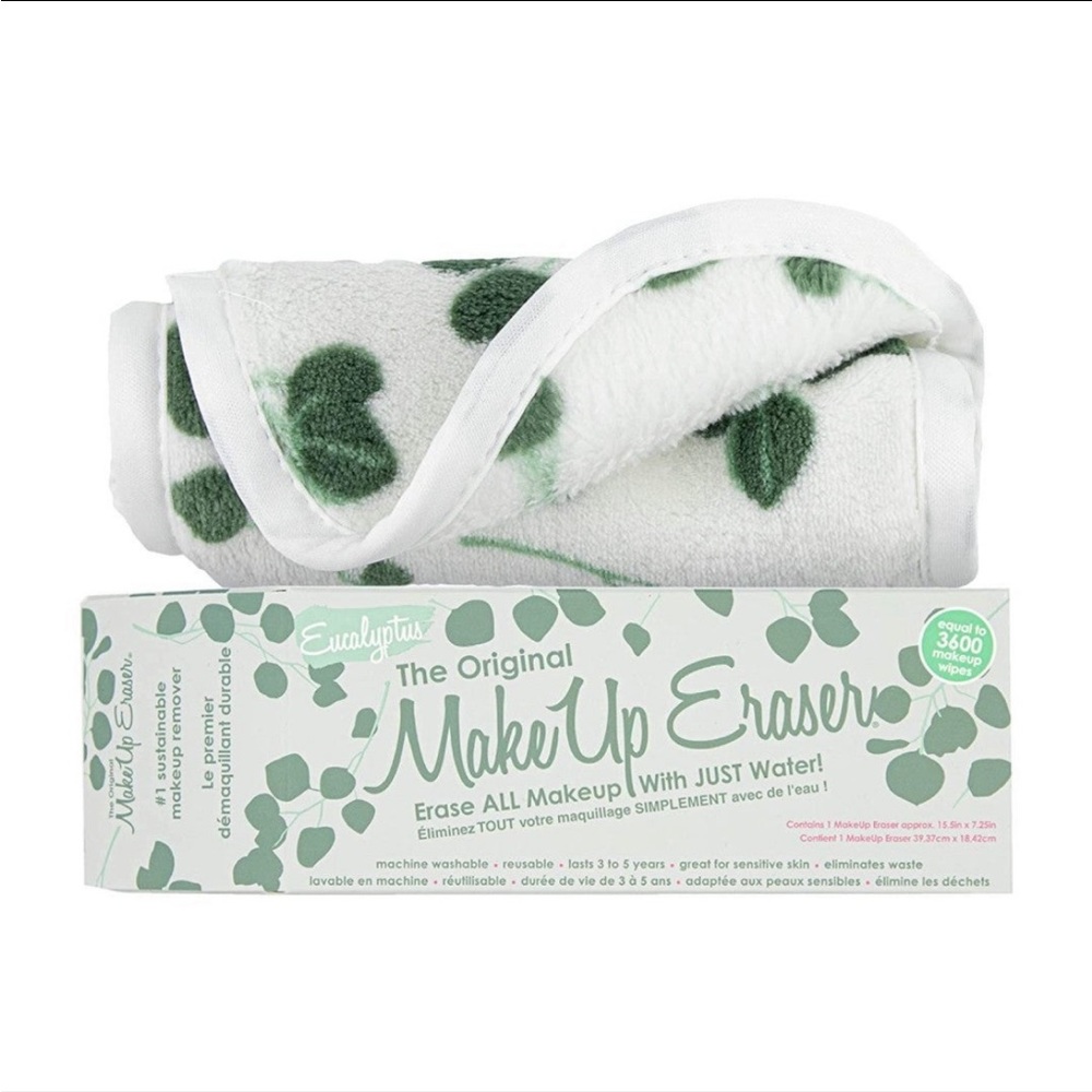 COPY - The Original Makeup Eraser in White Green Eucalyptus Print (Full Size)